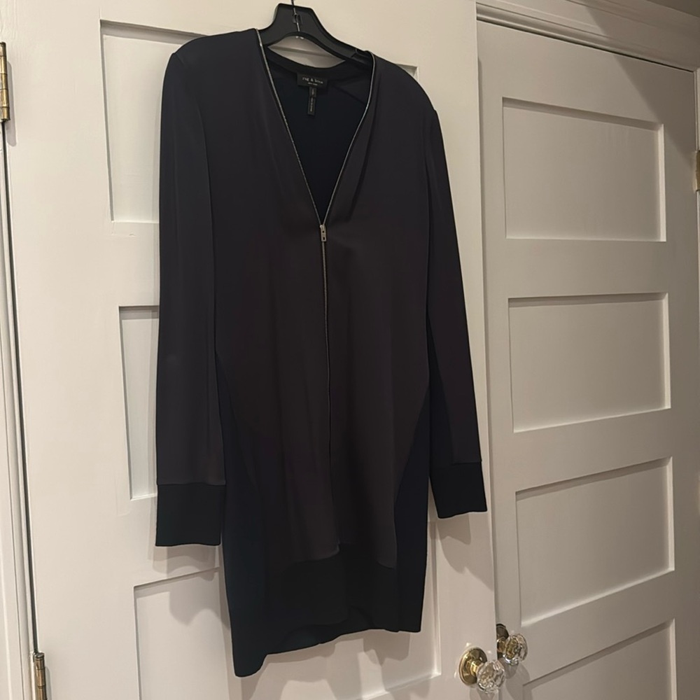 Rag and bone navy size small sweater dress. Zipper front.